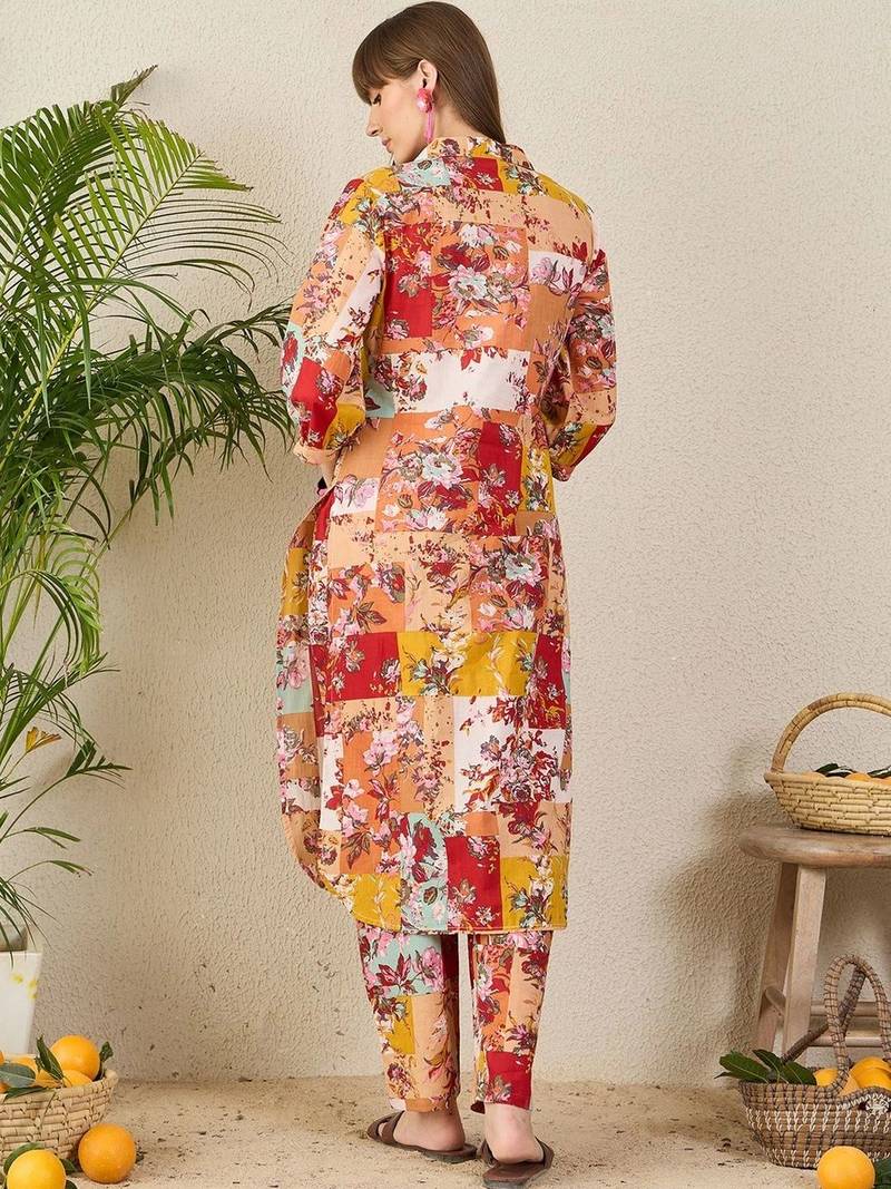 Women Ethnic Motifs Printed Regular Pure Cotton Kurta with Trousers