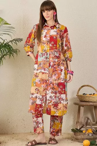 Women Ethnic Motifs Printed Regular Pure Cotton Kurta with Trousers