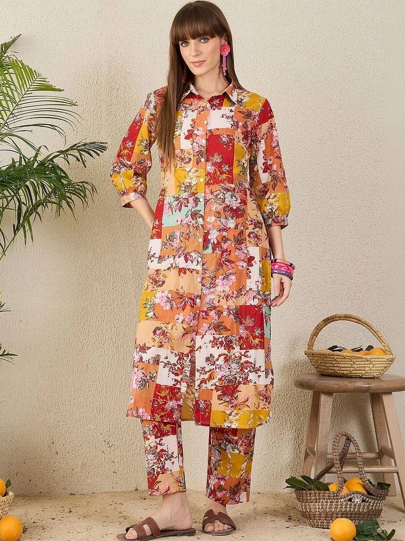 Women Ethnic Motifs Printed Regular Pure Cotton Kurta with Trousers