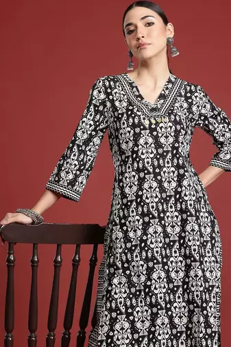 Women Ethnic Motifs Printed Regular Pure Cotton Kurta with Trousers
