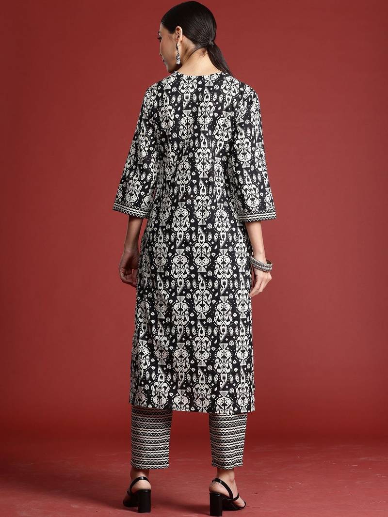 Women Ethnic Motifs Printed Regular Pure Cotton Kurta with Trousers