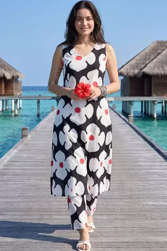 Women Floral Printed Regular Pure Cotton Kurta with Trousers