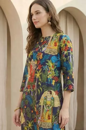 Women Ethnic Motifs Printed Regular Pure Cotton Kurta with Trousers