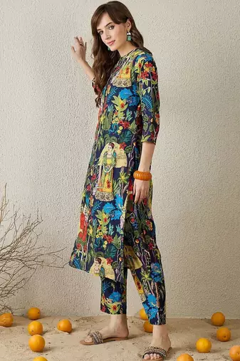 Women Ethnic Motifs Printed Regular Pure Cotton Kurta with Trousers