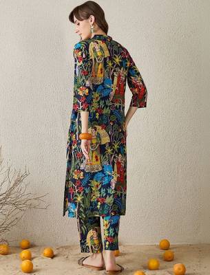 Women Ethnic Motifs Printed Regular Pure Cotton Kurta with Trousers 6