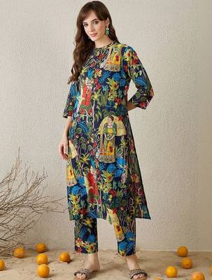 Women Ethnic Motifs Printed Regular Pure Cotton Kurta with Trousers 7