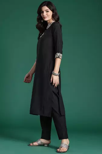 Women Floral Yoke Design Regular Pure Cotton Kurta with Trousers
