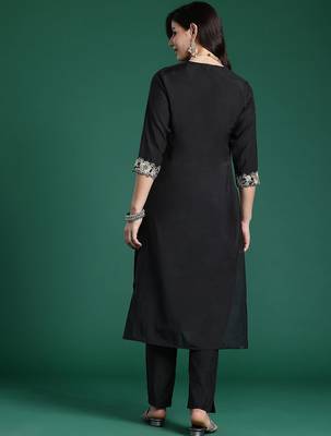 Women Floral Yoke Design Regular Pure Cotton Kurta with Trousers 6