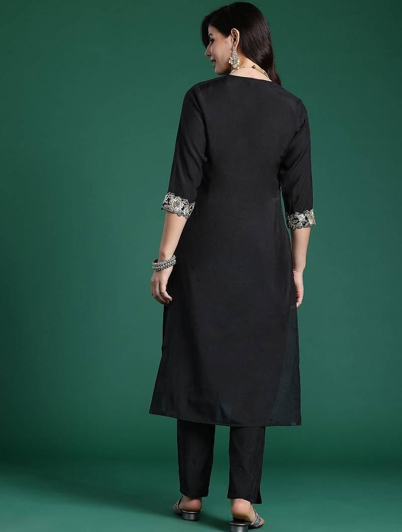 Women Floral Yoke Design Regular Pure Cotton Kurta with Trousers