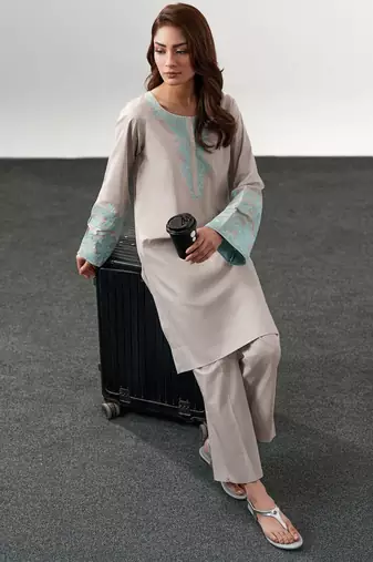 Embroidery Chanderi Silk Fabric Straight Kurta and Pant Set