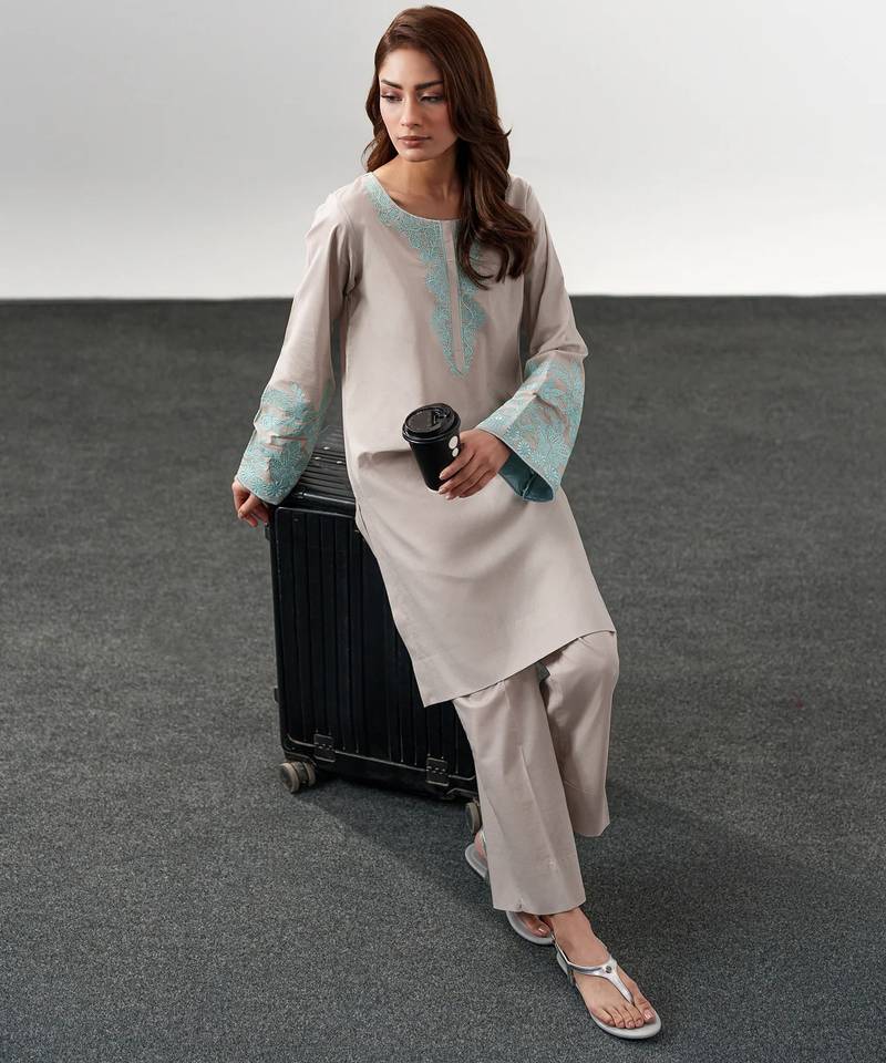Embroidery Chanderi Silk Fabric Straight Kurta and Pant Set