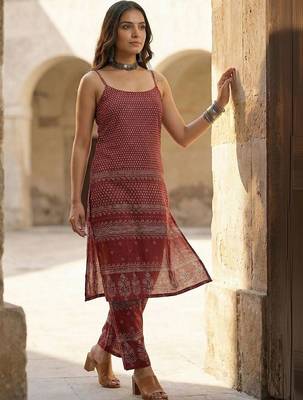 Women Ethnic Motifs Printed Regular Pure Cotton Kurta with Trousers 2