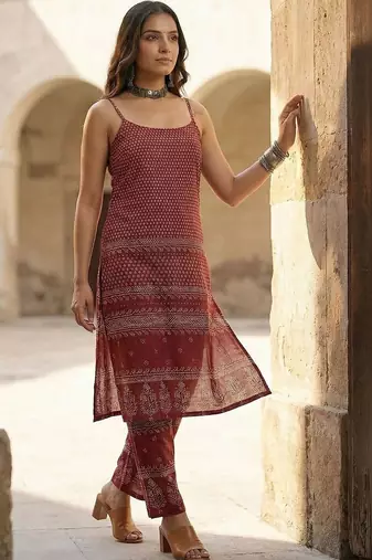 Women Ethnic Motifs Printed Regular Pure Cotton Kurta with Trousers