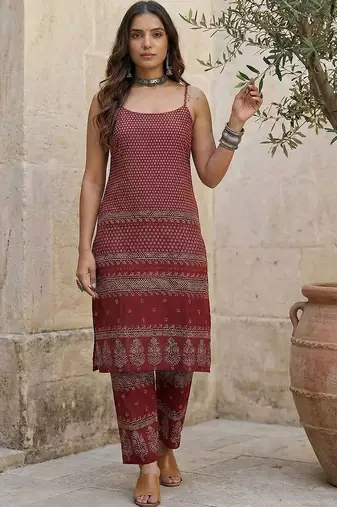 Women Ethnic Motifs Printed Regular Pure Cotton Kurta with Trousers