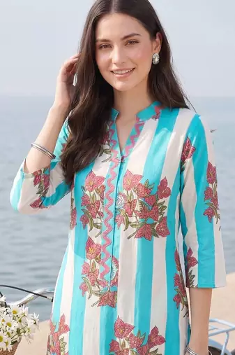 Women Printed Regular Pure Cotton Kurta with Trousers