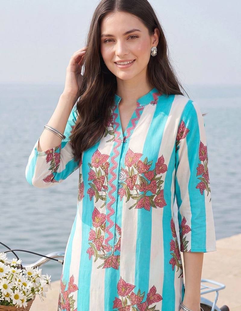 Women Printed Regular Pure Cotton Kurta with Trousers