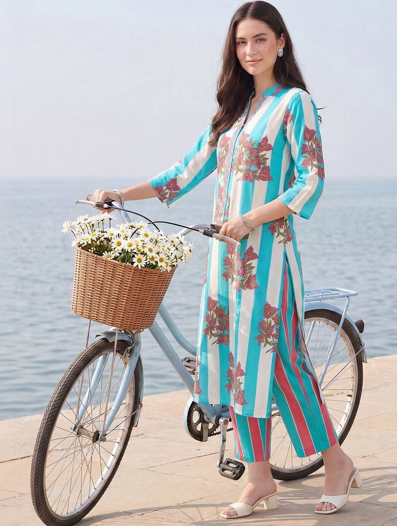 Women Printed Regular Pure Cotton Kurta with Trousers