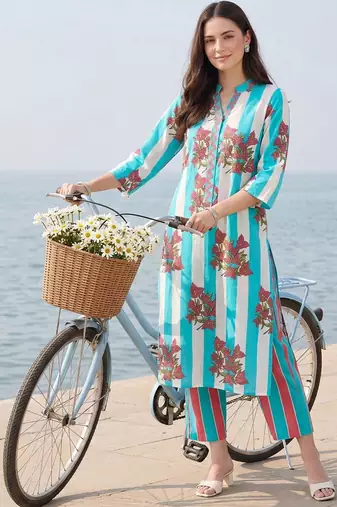 Women Printed Regular Pure Cotton Kurta with Trousers