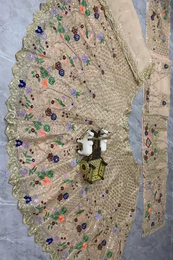beige Embroidery Sequins With Cancan silk blend Lehenga Choli Set
