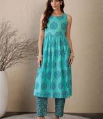Women Ethnic Motifs Printed Empire Pure Cotton Kurta with Trousers
