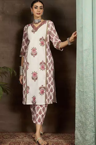 Women Ethnic Motifs Printed Regular Pure Cotton Kurta with Trousers