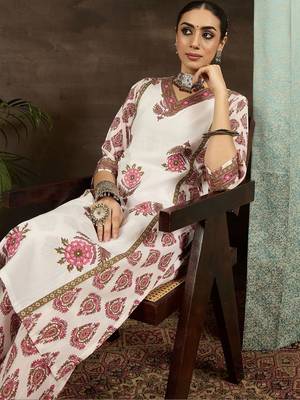 Women Ethnic Motifs Printed Regular Pure Cotton Kurta with Trousers 2