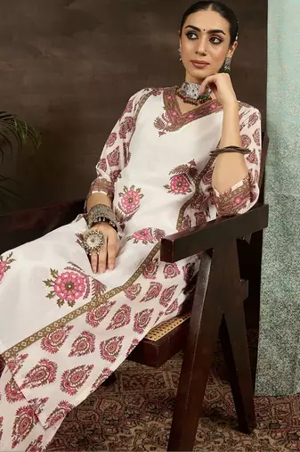 Women Ethnic Motifs Printed Regular Pure Cotton Kurta with Trousers