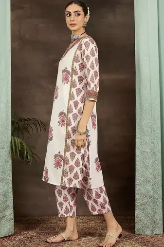 Women Ethnic Motifs Printed Regular Pure Cotton Kurta with Trousers