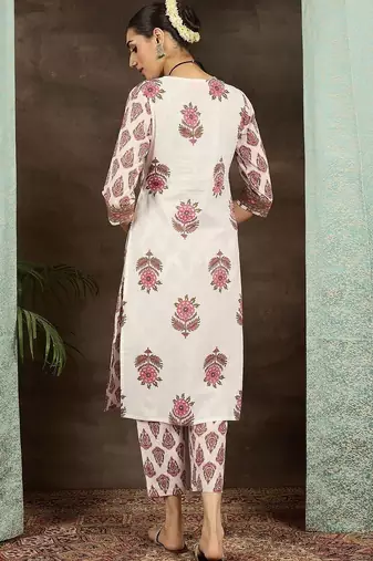 Women Ethnic Motifs Printed Regular Pure Cotton Kurta with Trousers