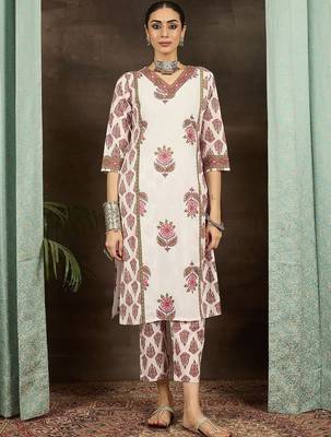 Women Ethnic Motifs Printed Regular Pure Cotton Kurta with Trousers 6