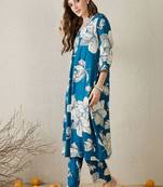 Women Floral Printed Regular Kurta with Trousers