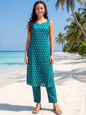 Women Ethnic Motifs Printed Regular Pure Cotton Kurta with Trousers 6