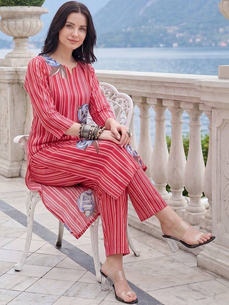 Women Printed Regular Kurta with Trousers