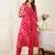 Women Leheriya Printed Regular Thread Work Kurta with Trousers
