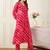 Women Leheriya Printed Regular Thread Work Kurta with Trousers