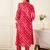 Women Leheriya Printed Regular Thread Work Kurta with Trousers