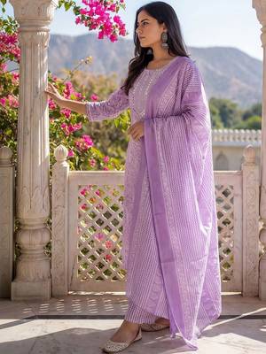 Women Floral Printed Regular Mirror Work Kurta with Trousers & With Dupatta 5