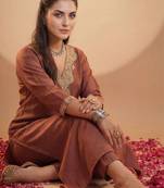 Women Ethnic Motifs Embroidered Regular Sequinned Kurta with Trousers