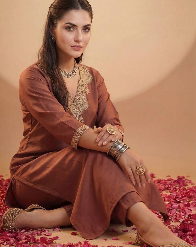Women Ethnic Motifs Embroidered Regular Sequinned Kurta with Trousers