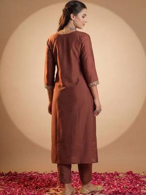 Women Ethnic Motifs Embroidered Regular Sequinned Kurta with Trousers 6