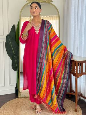 Women Ethnic Motifs Embroidered Regular Sequinned Kurta with Trousers & With Dupatta 2
