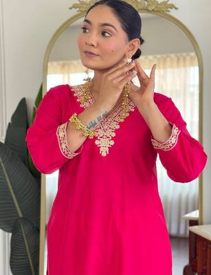 Women Ethnic Motifs Embroidered Regular Sequinned Kurta with Trousers & With Dupatta 4