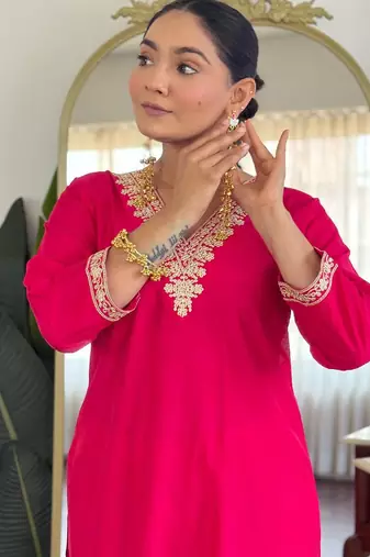 Women Ethnic Motifs Embroidered Regular Sequinned Kurta with Trousers & With Dupatta