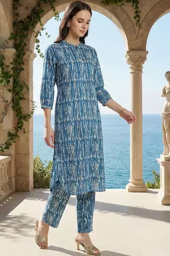 Women Printed Regular Pure Cotton Kurta with Trousers