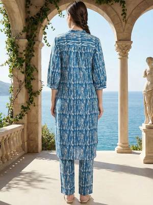 Women Printed Regular Pure Cotton Kurta with Trousers 5