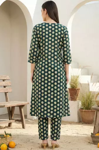Women Printed Regular Pure Cotton Kurta with Trousers