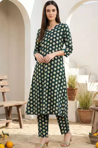 Women Printed Regular Pure Cotton Kurta with Trousers