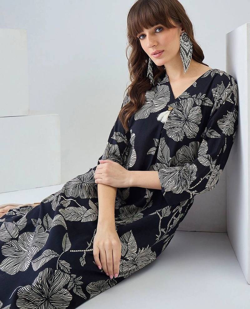 Women Floral Printed Regular Pure Cotton Kurta with Trousers