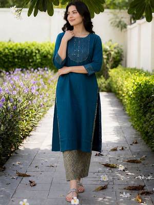 Women Yoke Design Regular Kurta with Palazzos 1