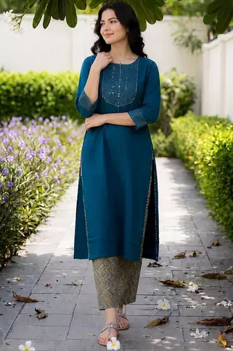 Women Yoke Design Regular Kurta with Palazzos